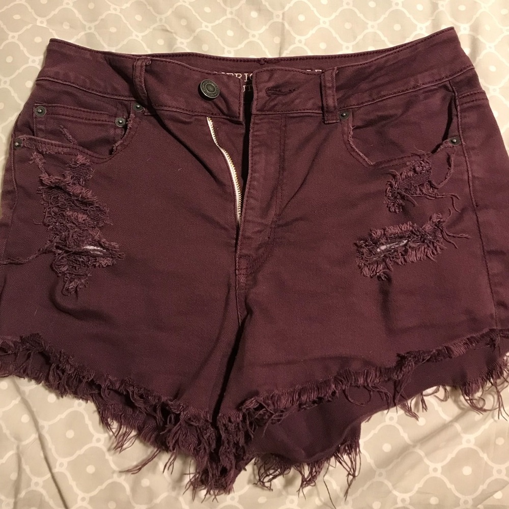 High waisted distressed shorts